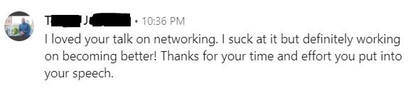 feedback from networking talk